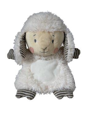 Fluffy Lamb Hand Puppet With Striped Ears & Feet - Cuddly Storytime Buddy